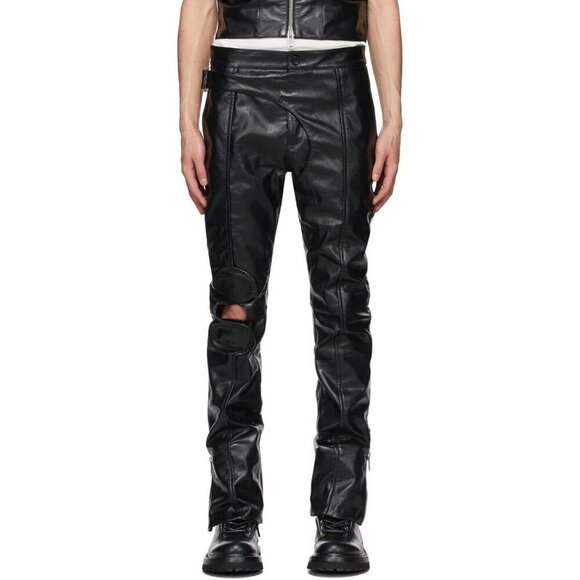 Adyar Leather Brace Trousers Size XL Mens Black NWT - Picture 1 of 16